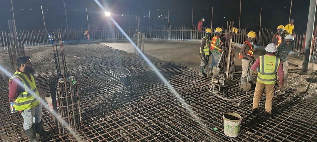 Casting of tank bottom slab at Bumbwini site Consultancy Services for the Design and Construction Supervision of On-ground (2Nos) and Elevated (8Nos) Water tanks